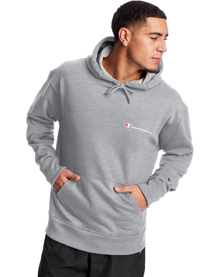 Sudadera Con Capucha Champion Hombre - Powerblend Fleece Script Logo ( Gris ) 5768941-CL